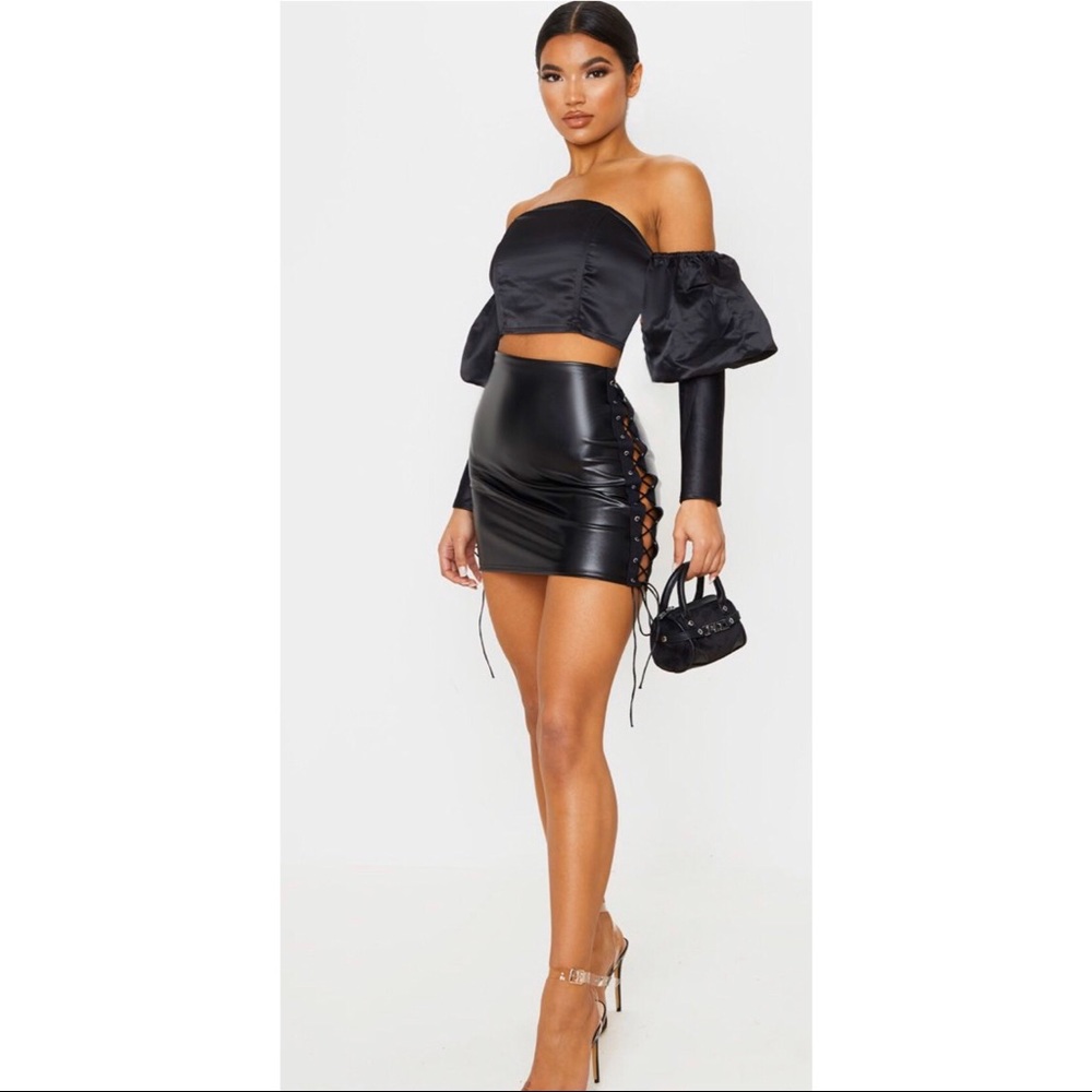 Faux Leather Mini with side tie.